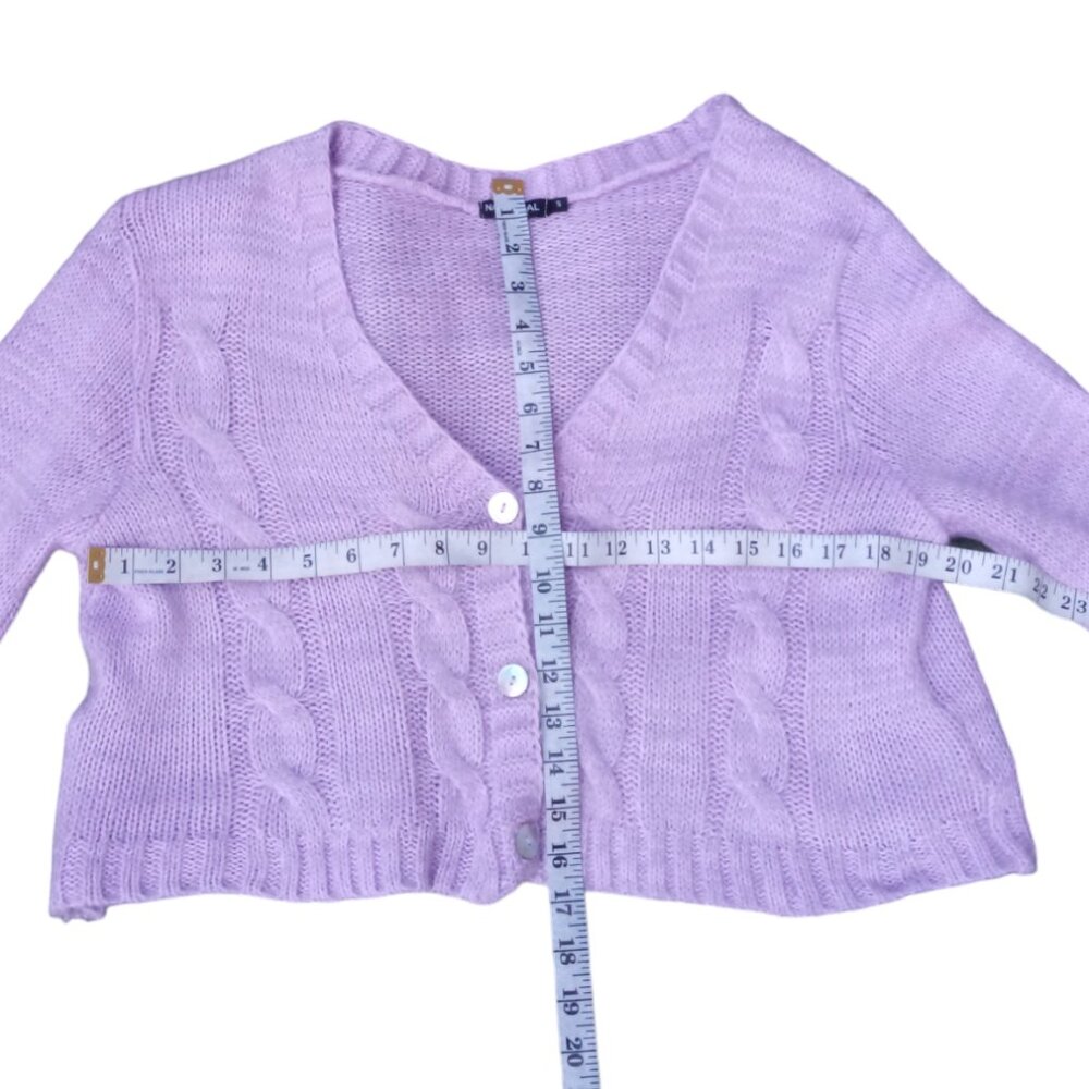 Nasty Gal cropped oversized lavender sweater sz S - Picture 11 of 12